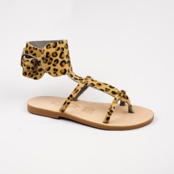 Sandales Alicia couleur léopard / Semelle Caoutchouc